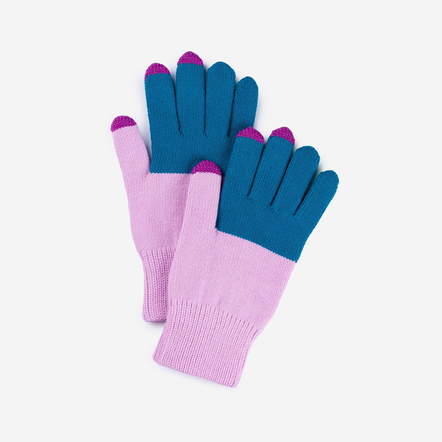 Colorblock Knit Touchscreen Gloves: Kelly Peach - PMA Store at the Portland Museum of Art, Maine