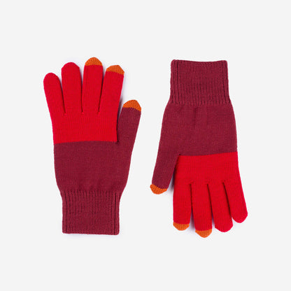 Colorblock Knit Touchscreen Gloves: Camel Poppy - PMA Store at the Portland Museum of Art, Maine
