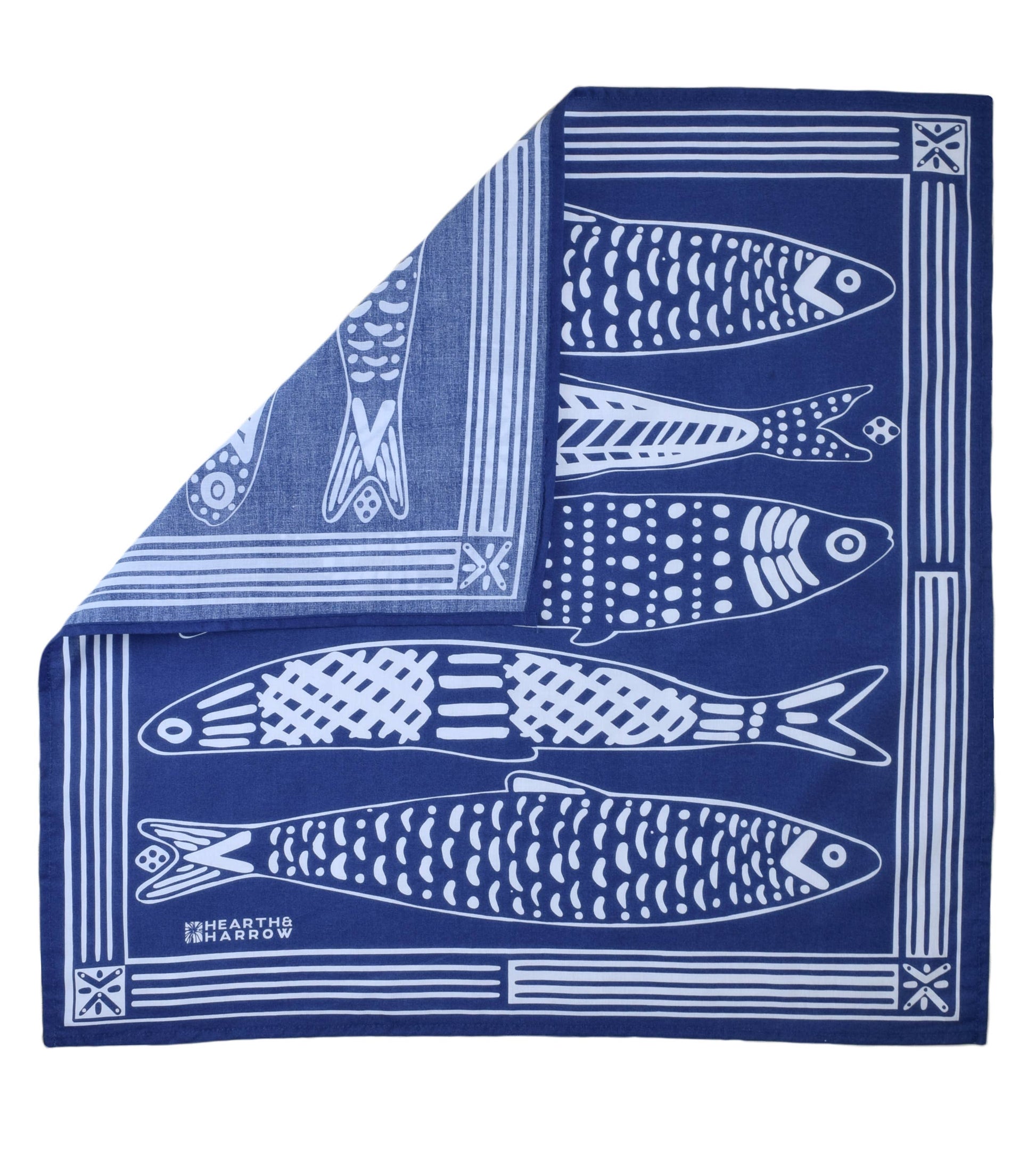 Hearth and Harrow - Sardine Bandana - 100% Cotton - Nautical Print - Hanky Ascot - PMA Store at the Portland Museum of Art, Maine