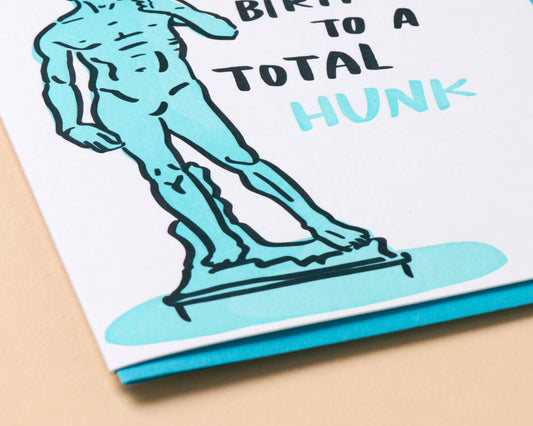Birthday Hunk (David) Letterpress Greeting Card - Guys- Made in USA - PMA Store at the Portland Museum of Art, Maine