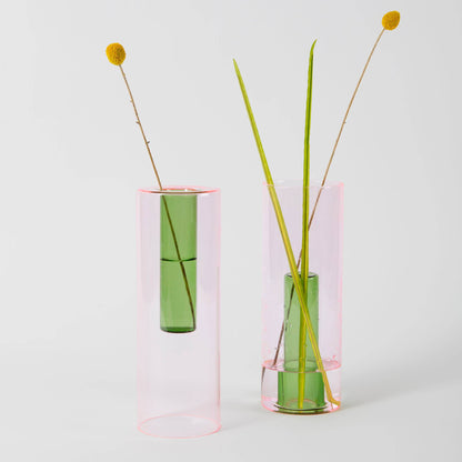 Block Design - Reversible Glass Vase - Large: Blue/Yellow - PMA Store at the Portland Museum of Art, Maine