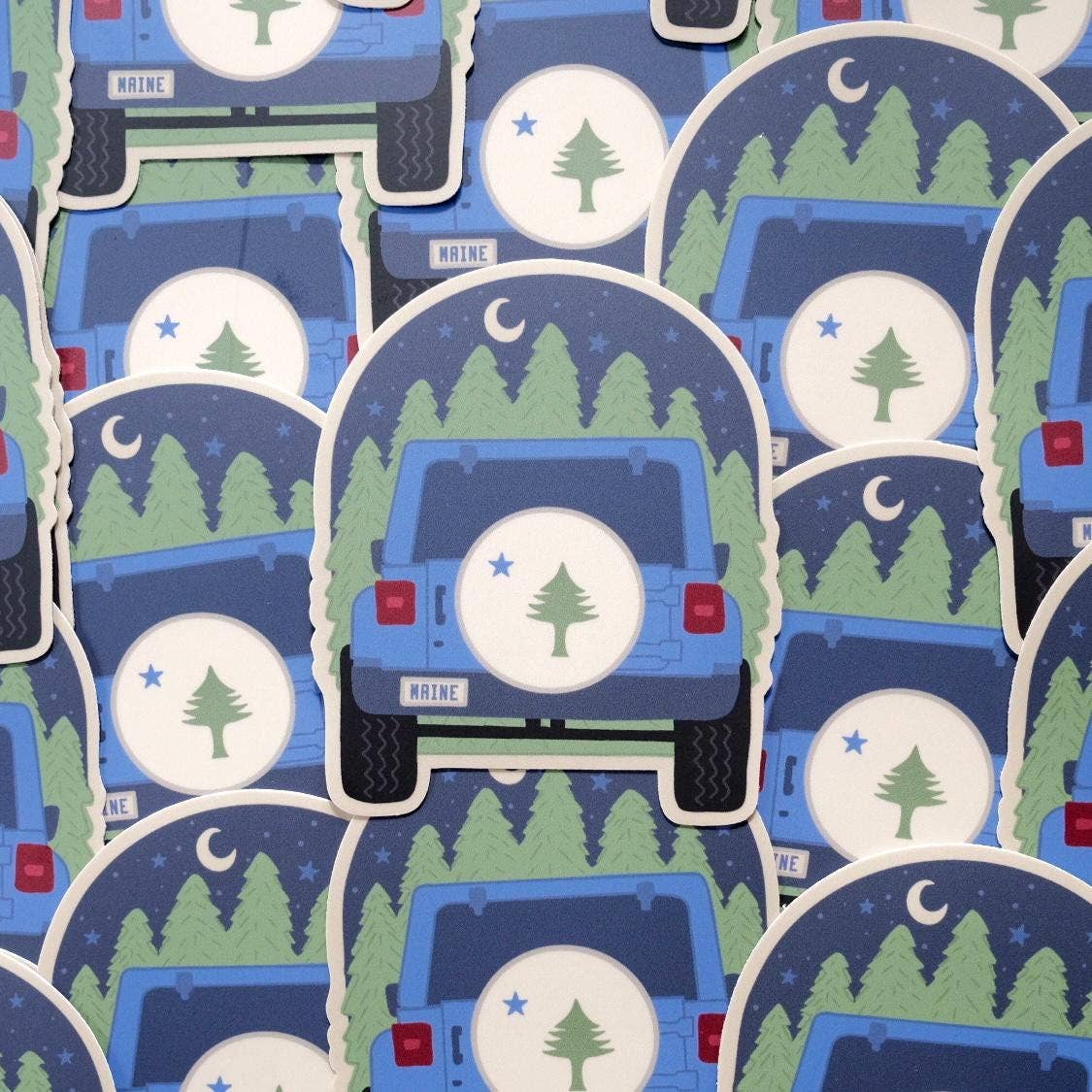 Stuck on Maine - Maine Flag Jeep Sticker: Waterproof Vinyl, Original Design - PMA Store at the Portland Museum of Art, Maine