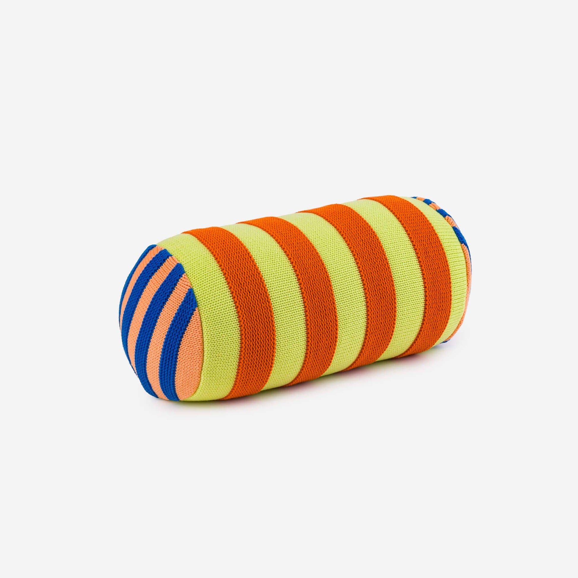 Super Stripe Bolster Pillow: Peach Cobalt - PMA Store at the Portland Museum of Art, Maine