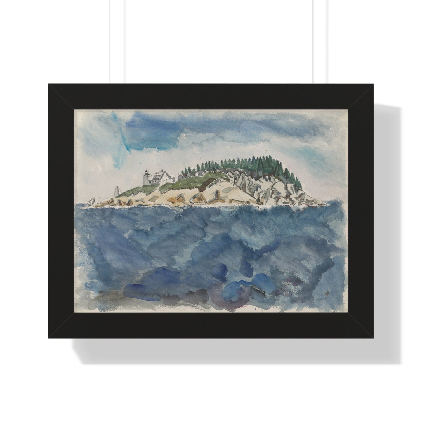 Deer Isle Series: Mark Island Lighthouse, 1928 by John Marin Framed Poster - PMA Store at the Portland Museum of Art, Maine