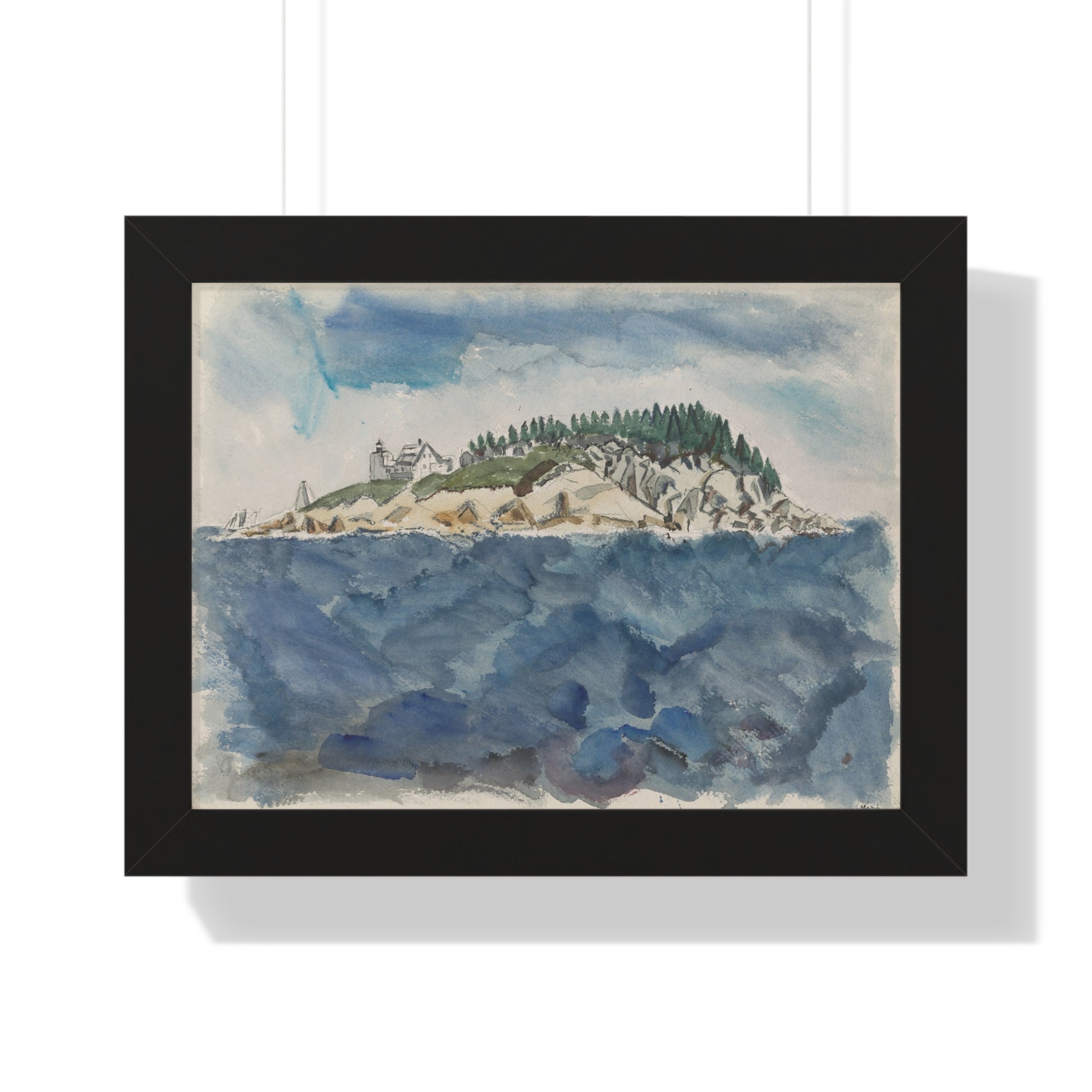 Deer Isle Series: Mark Island Lighthouse, 1928 by John Marin Framed Poster - PMA Store at the Portland Museum of Art, Maine