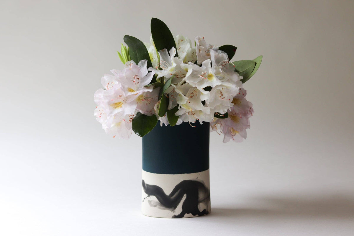 Elizabeth Benotti Ceramics - Splatter Oval Vase: Daybreak - PMA Store at the Portland Museum of Art, Maine