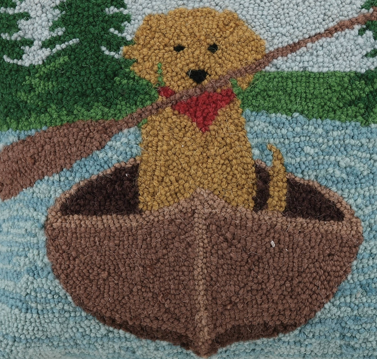 Peking Handicraft - Golden Lab Canoeing Hook Pillow - PMA Store at the Portland Museum of Art, Maine