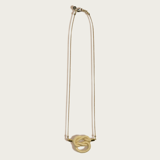 SASHA - Square Fiber + Chain Necklace: Clay Lyocell / 22"
