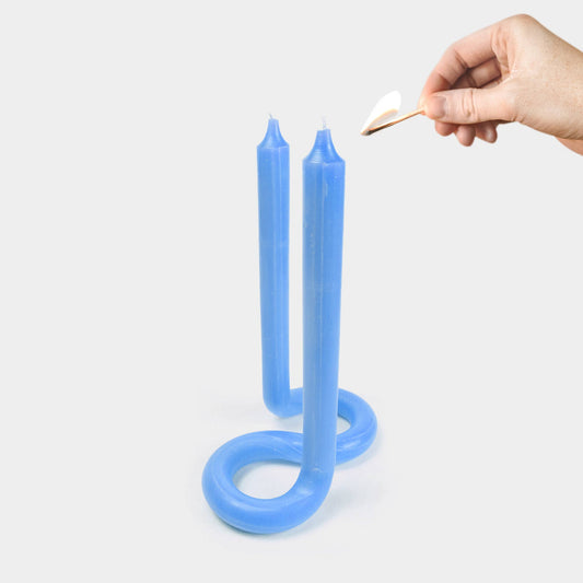 Twist Candle Sticks by Lex Pott, 9.5" Tall, Light Blue - PMA Store at the Portland Museum of Art, Maine