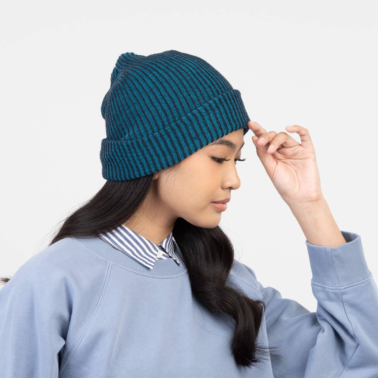 Simple Rib Knit Beanie: Kelly Stone Blue - PMA Store at the Portland Museum of Art, Maine