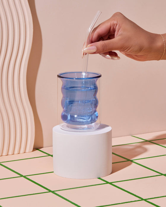 Poketo - Double Wall Groovy Cup: #20531 Blue - PMA Store at the Portland Museum of Art, Maine