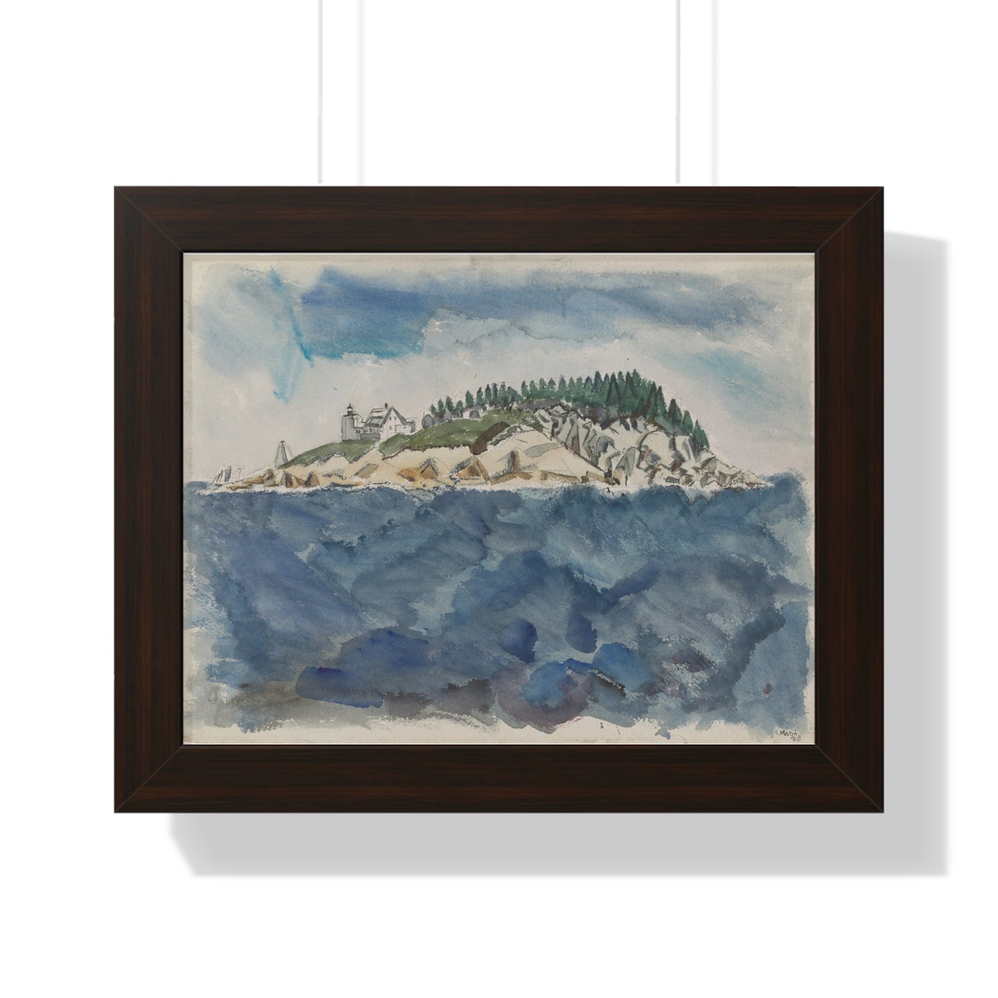 Deer Isle Series: Mark Island Lighthouse, 1928 by John Marin Framed Poster - PMA Store at the Portland Museum of Art, Maine