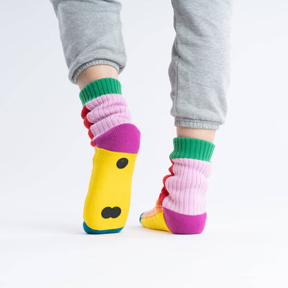 Kaleidoscope Knit House Socks: Olive Cobalt / S/M - W 6-9<br>M 5-7.5 - PMA Store at the Portland Museum of Art, Maine