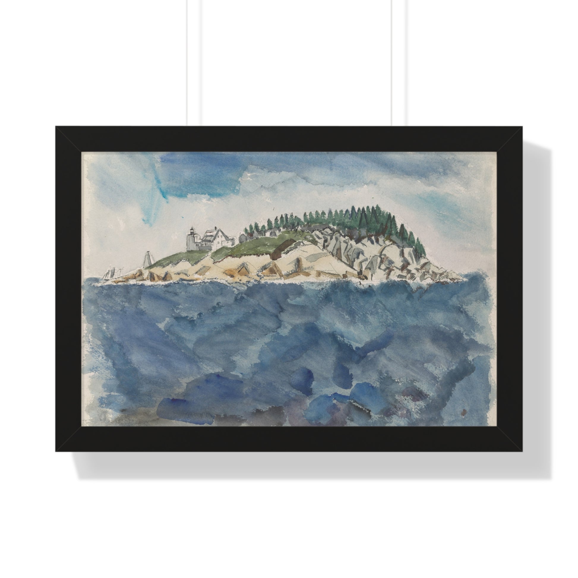 Deer Isle Series: Mark Island Lighthouse, 1928 by John Marin Framed Poster - PMA Store at the Portland Museum of Art, Maine