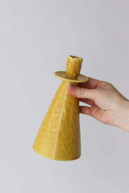 Elizabeth Benotti Ceramics - Everyday Pinched Candlestick Holder: Seafoam / Short - PMA Store at the Portland Museum of Art, Maine