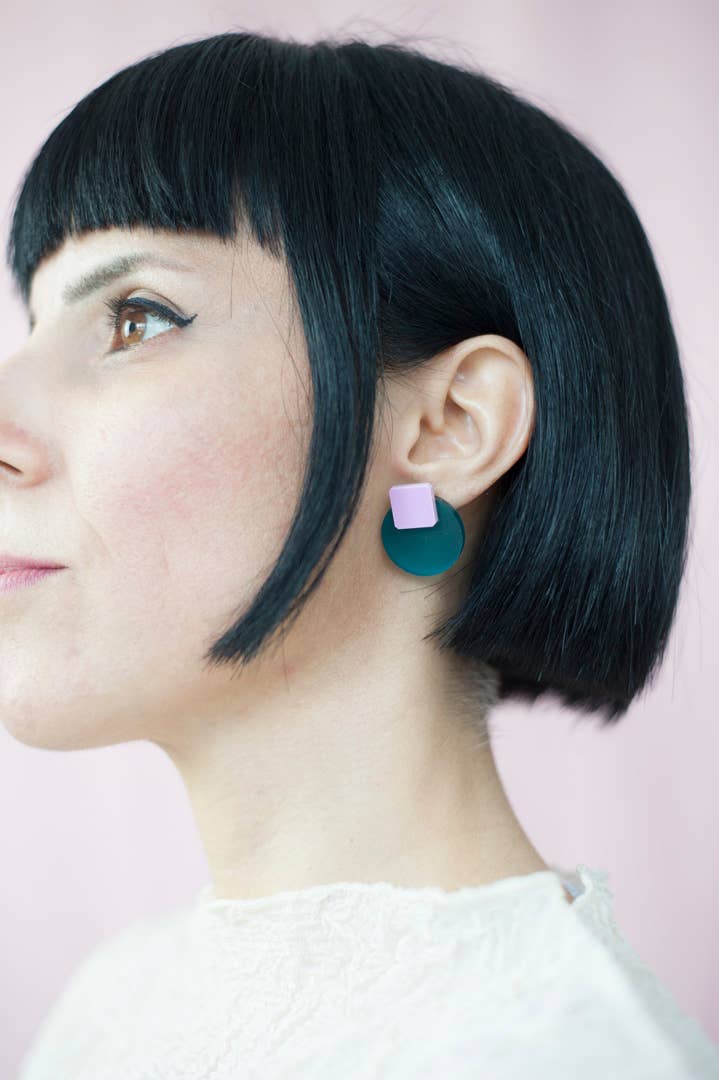 Pamela Coromoto - Glare Mini Earrings - Spring/Summer : Turquoise/Magenta