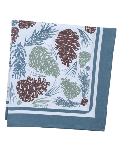 Hearth and Harrow - Pine Cone Bandana - 100% Cotton - Woodland - Soft Green - PMA Store at the Portland Museum of Art, Maine