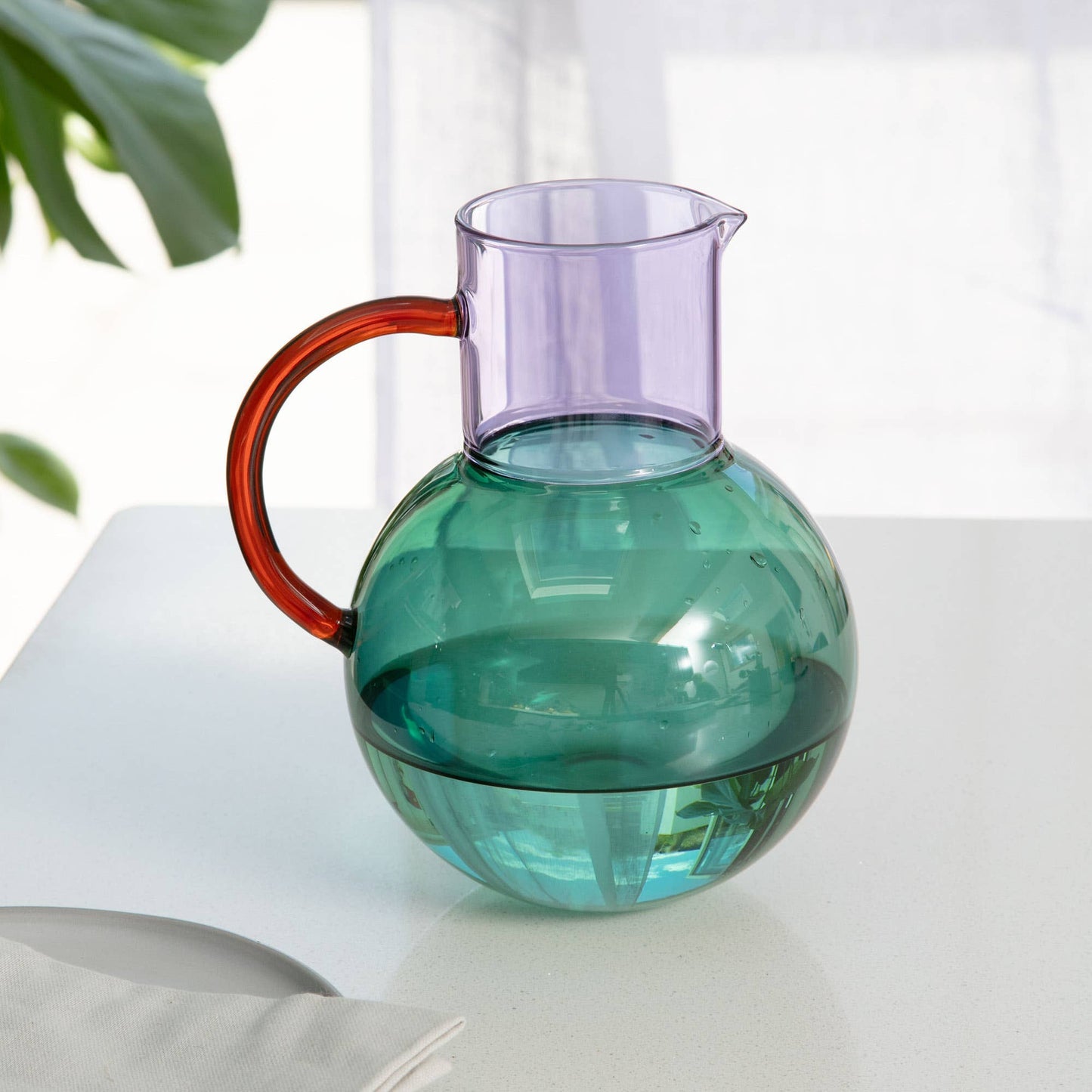 Block Design US - Pablo Glass Jug - Large: Teal Purple Amber