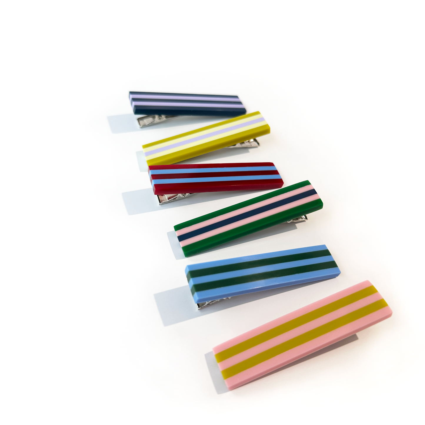 Combinist Goods - Striped Hair Clip | Large: Cornflower Blue | Green