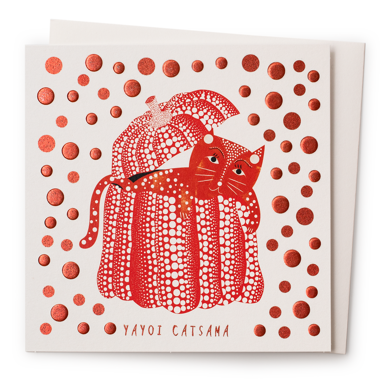 Nelson Line - Yayoi Catsama - 6x6 Yayoi Kusama Cat Art Card - PMA Store at the Portland Museum of Art, Maine