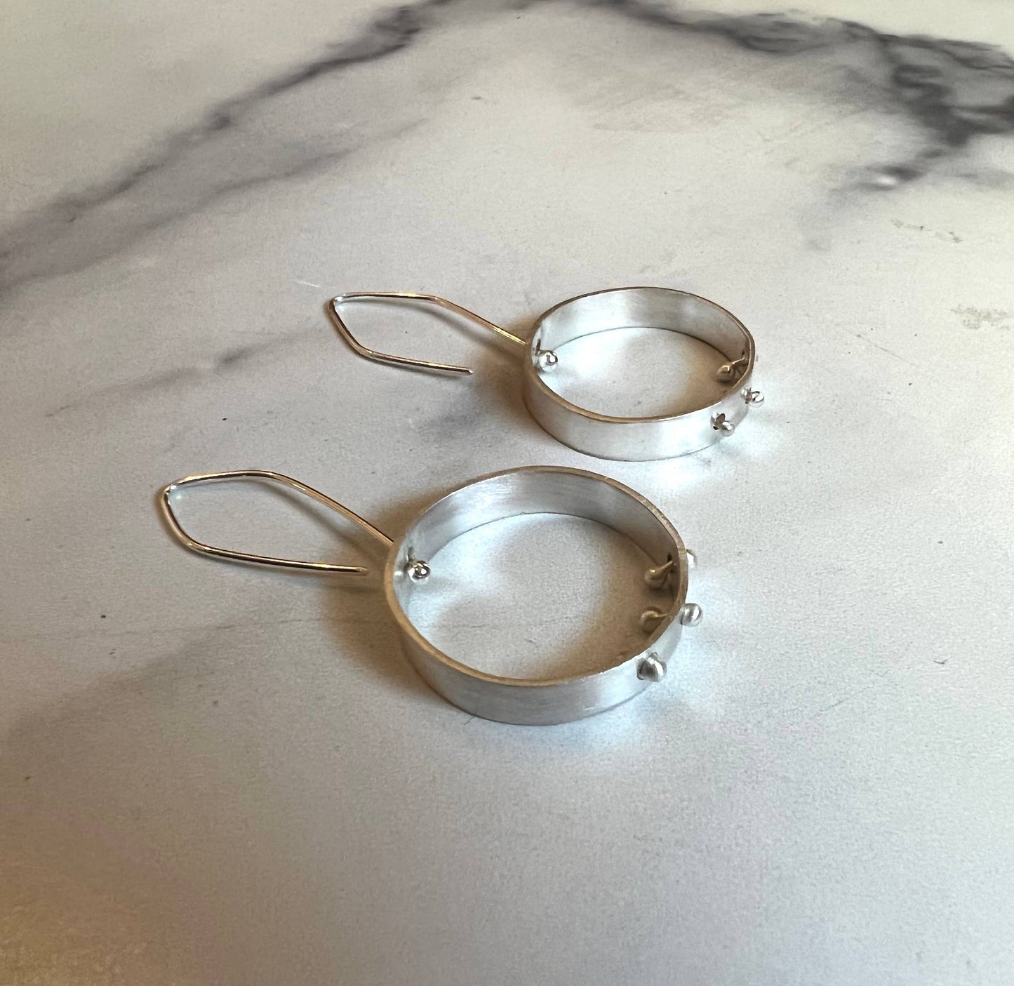 MARTINI Jewels - Bisected Hoops of Recycled Sterling Silver - Narrow Triptych - PMA Store at the Portland Museum of Art, Maine