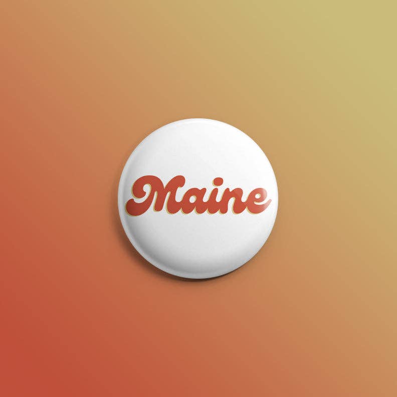 Quiet Tide Goods - Maine Groovy White Background 1inch Pin - PMA Store at the Portland Museum of Art, Maine
