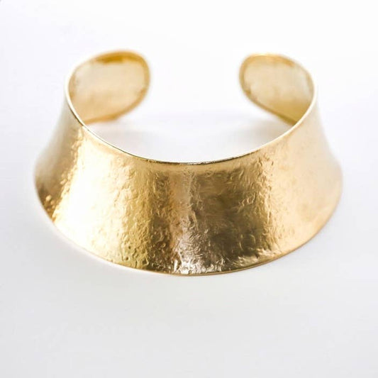 Bisjoux - Brass satin textured bold Curve Collar Necklace - PMA Store at the Portland Museum of Art, Maine