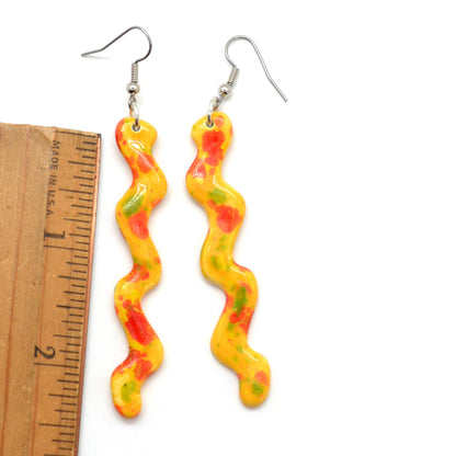 Dunitz & Company - Ceramic Squiggle Dangle Earrings - Curly Worm Shape