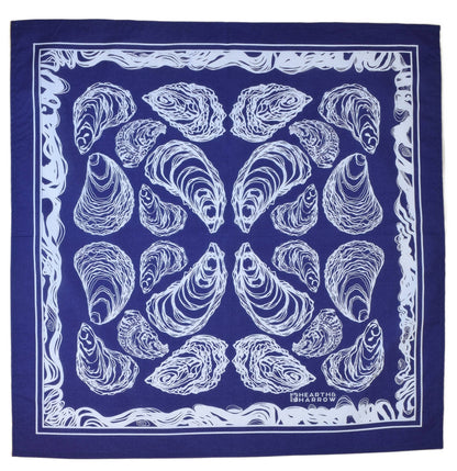 Hearth and Harrow - Oyster Bandana - 100% Cotton - Hand Printed - Royal Blue - PMA Store at the Portland Museum of Art, Maine