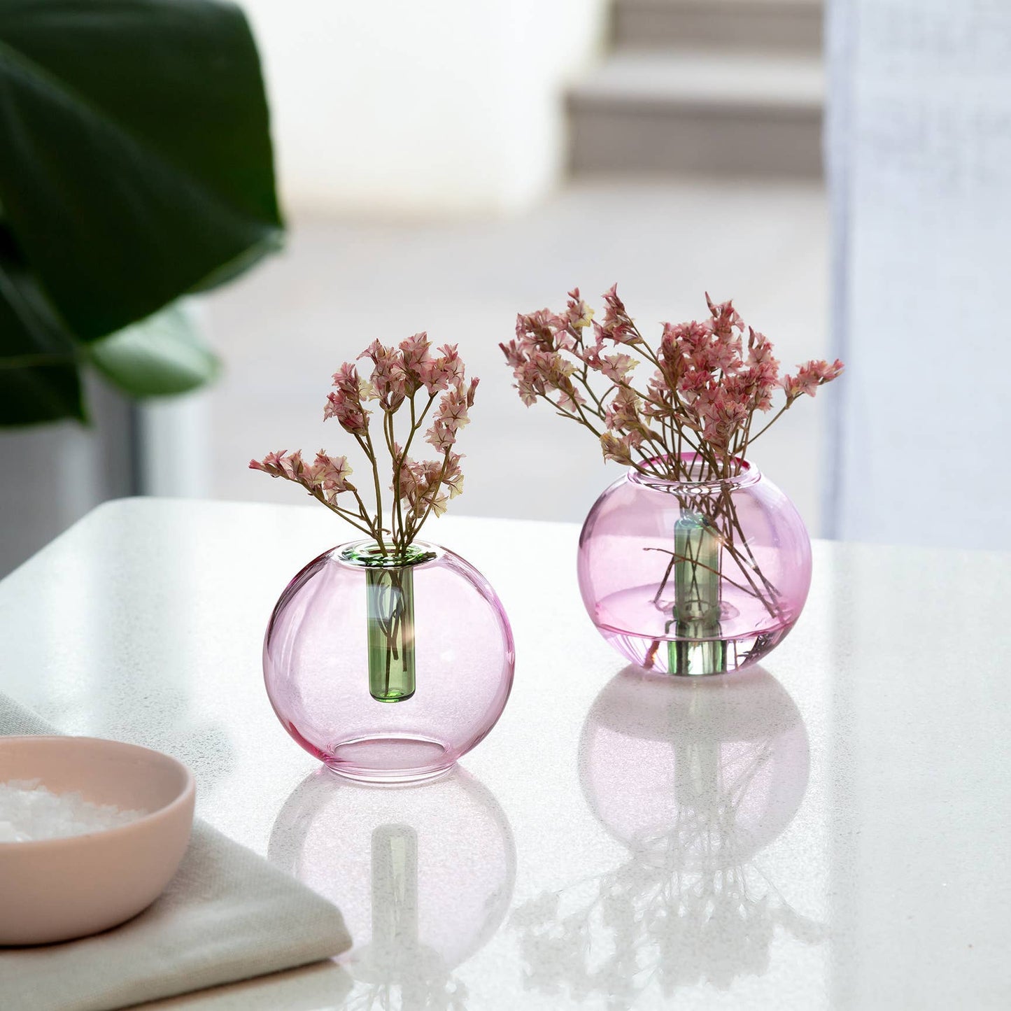 Block Design US - Mini Bubble Glass Vase: Blue and Yellow