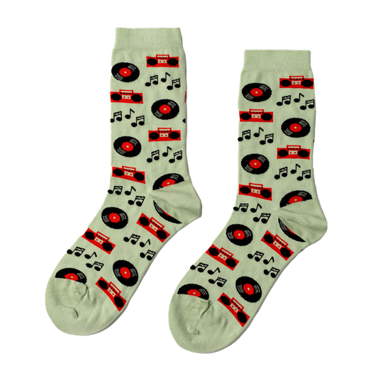 Music - Small Crew Socks - Vintage Vinyl Records Lover - PMA Store at the Portland Museum of Art, Maine