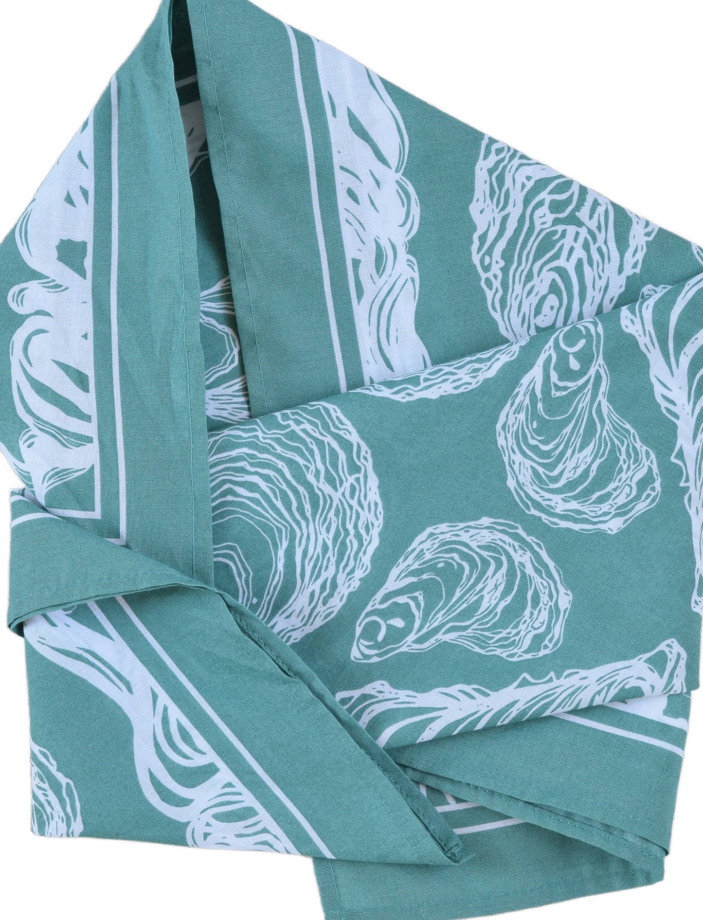 Hearth and Harrow - Oyster Bandana - 100% Cotton - Hand Printed - Green Teal - PMA Store at the Portland Museum of Art, Maine