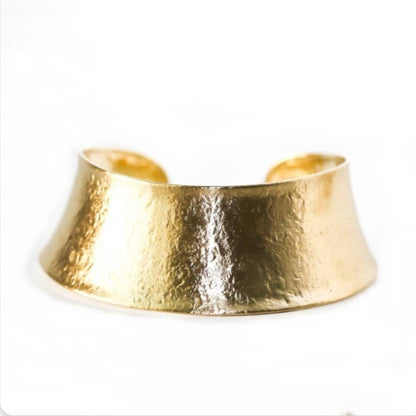 Bisjoux - Brass satin textured bold Curve Collar Necklace