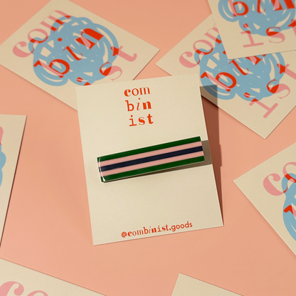 Combinist Goods - Striped Hair Clip | Large: Navy | Pastel Lilac