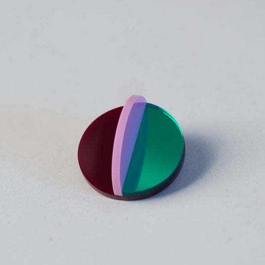 Pamela Coromoto - Dexel Brooch - Vibrant Palette: Green Mirror, Bordeaux and Magenta