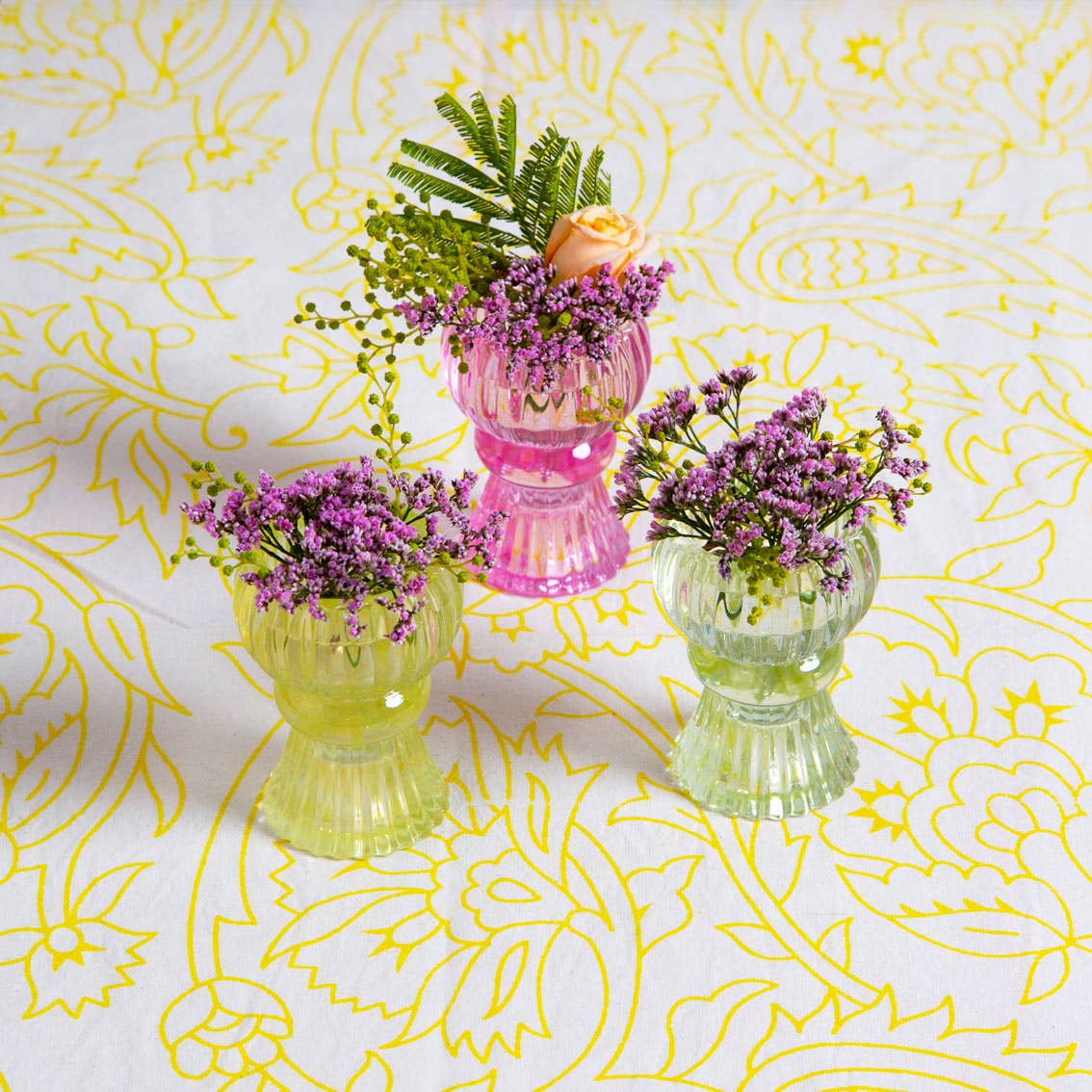 Talking Tables USA - Home, Birthday, Games & Seasonal Decor - Yellow Glass Candle Holder - Small | Summer Gifts |