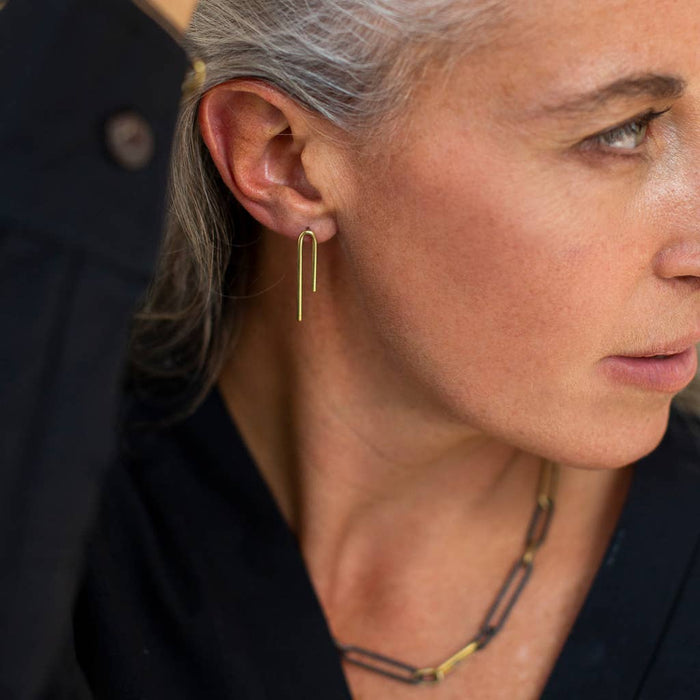 MULXIPLY - Loop Stud Earrings | Brass - PMA Store at the Portland Museum of Art, Maine