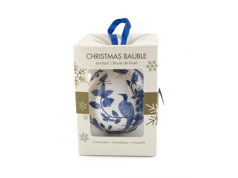 Delft Blue Birds Christmas Ball Ornament, Unbreakable - PMA Store at the Portland Museum of Art, Maine