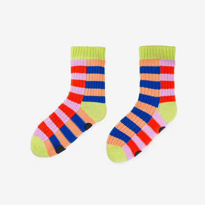 Super Stripe Knit House Socks: Poppy Lilac / L/XL - W 9.5-12.5<br>M 8-11 - PMA Store at the Portland Museum of Art, Maine