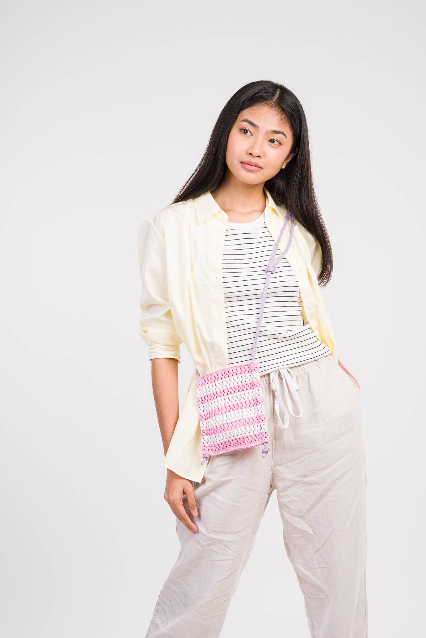 Stripe Raffia Phone Sling: Poppy - PMA Store at the Portland Museum of Art, Maine