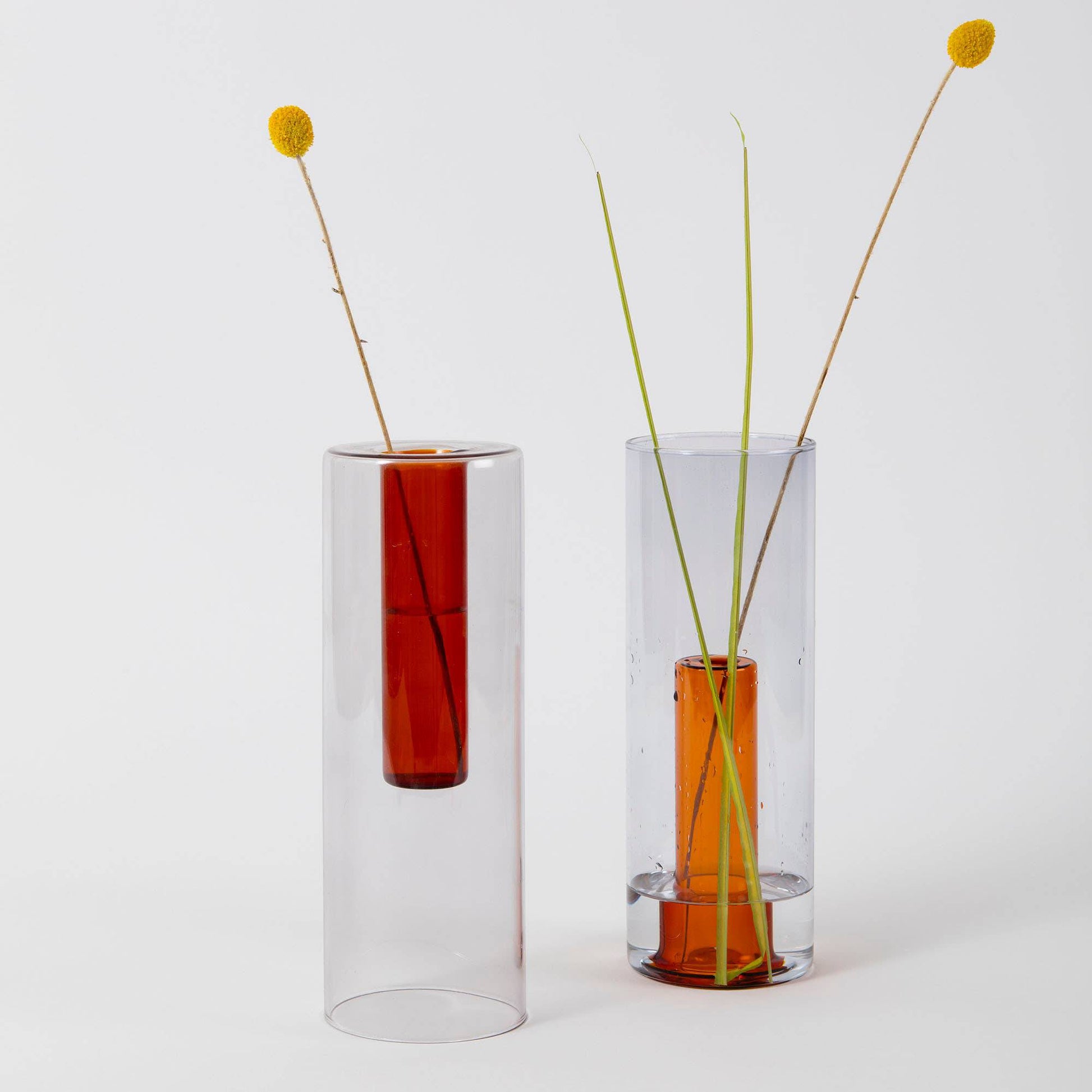 Block Design - Reversible Glass Vase - Large: Blue/Red - PMA Store at the Portland Museum of Art, Maine