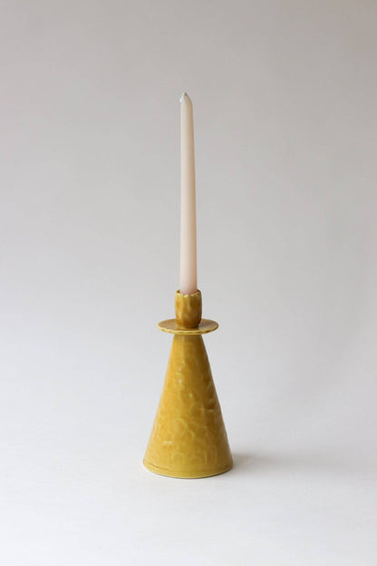 Elizabeth Benotti Ceramics - Everyday Pinched Candlestick Holder: Seafoam / Tall - PMA Store at the Portland Museum of Art, Maine