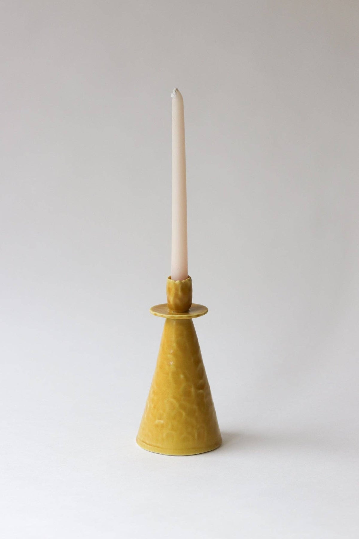Elizabeth Benotti Ceramics - Everyday Pinched Candlestick Holder: Striped / Tall - PMA Store at the Portland Museum of Art, Maine