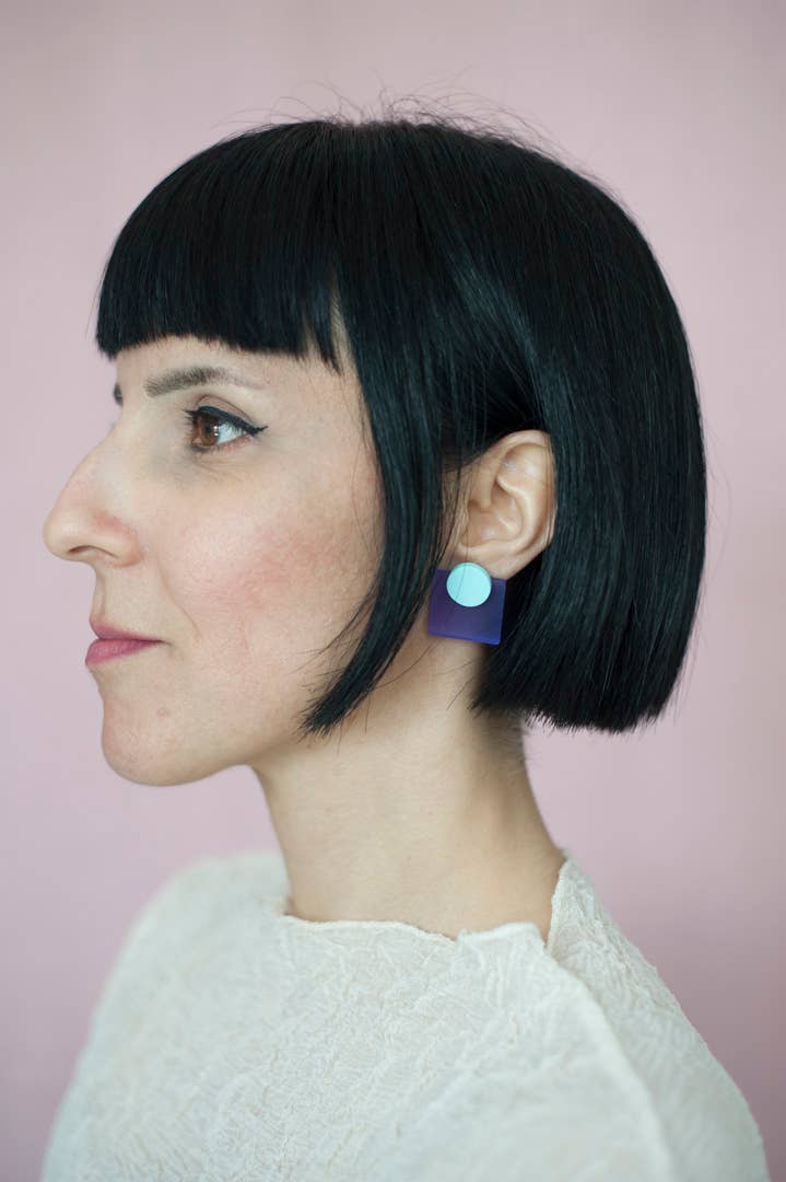 Pamela Coromoto - Glare Mini Earrings - Spring/Summer : Olive/Lilac