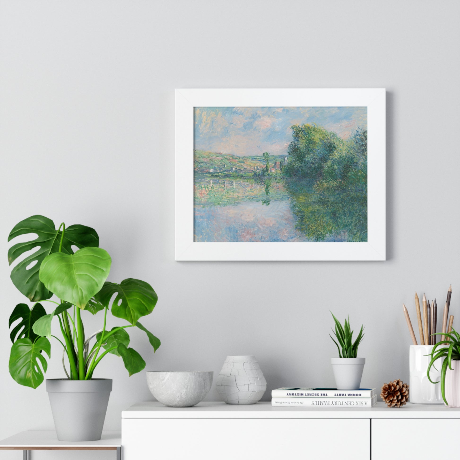 The Seine at Vétheuil Monet Framed Horizontal Framed Poster - Serene Nature Landscape for Home Decor - PMA Store at the Portland Museum of Art, Maine