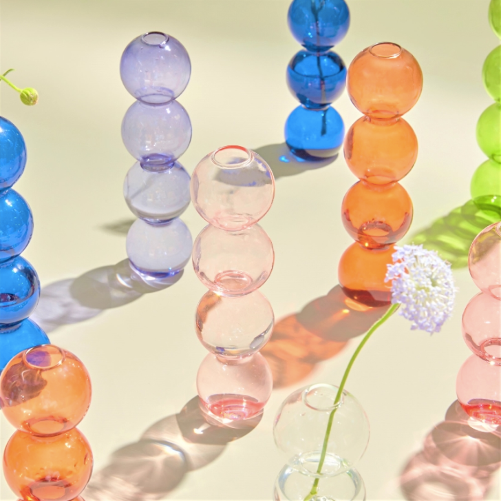 Bubble Shape Glass Vase: Orange / Tall 4 Balls - PMA Store at the Portland Museum of Art, Maine