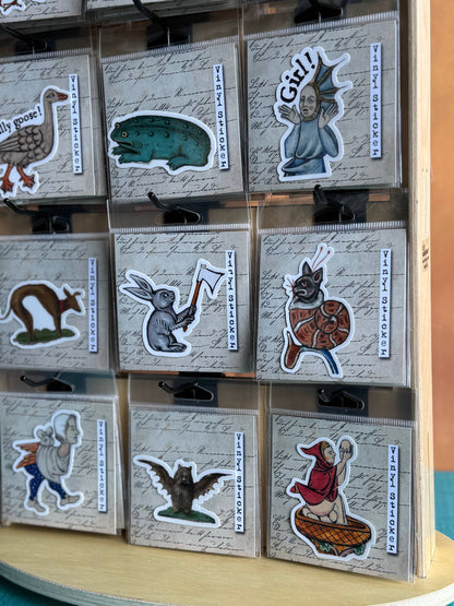 ChicalooKate - Medieval Marginalia Frog Vinyl Sticker: Packaged Sticker