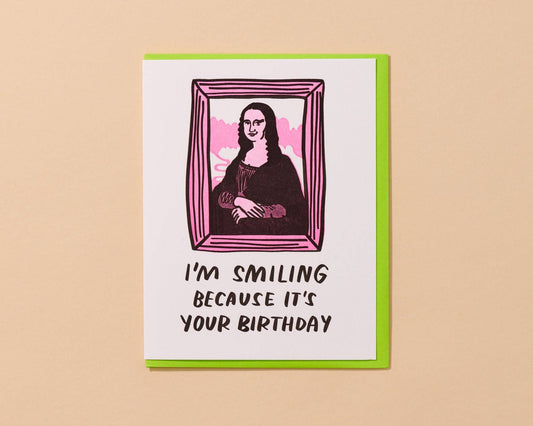 Mona Lisa Letterpress Birthday Card - Fine Art, Classical - Mother's Day Easter Spring - Made in USA - PMA Store at the Portland Museum of Art, Maine