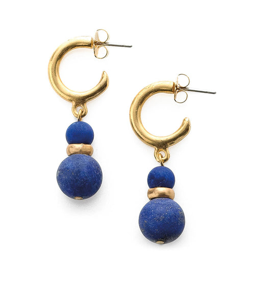 Sumerian Hoop Earrings with Lapis - Egyptian Inspired - PMA Store at the Portland Museum of Art, Maine