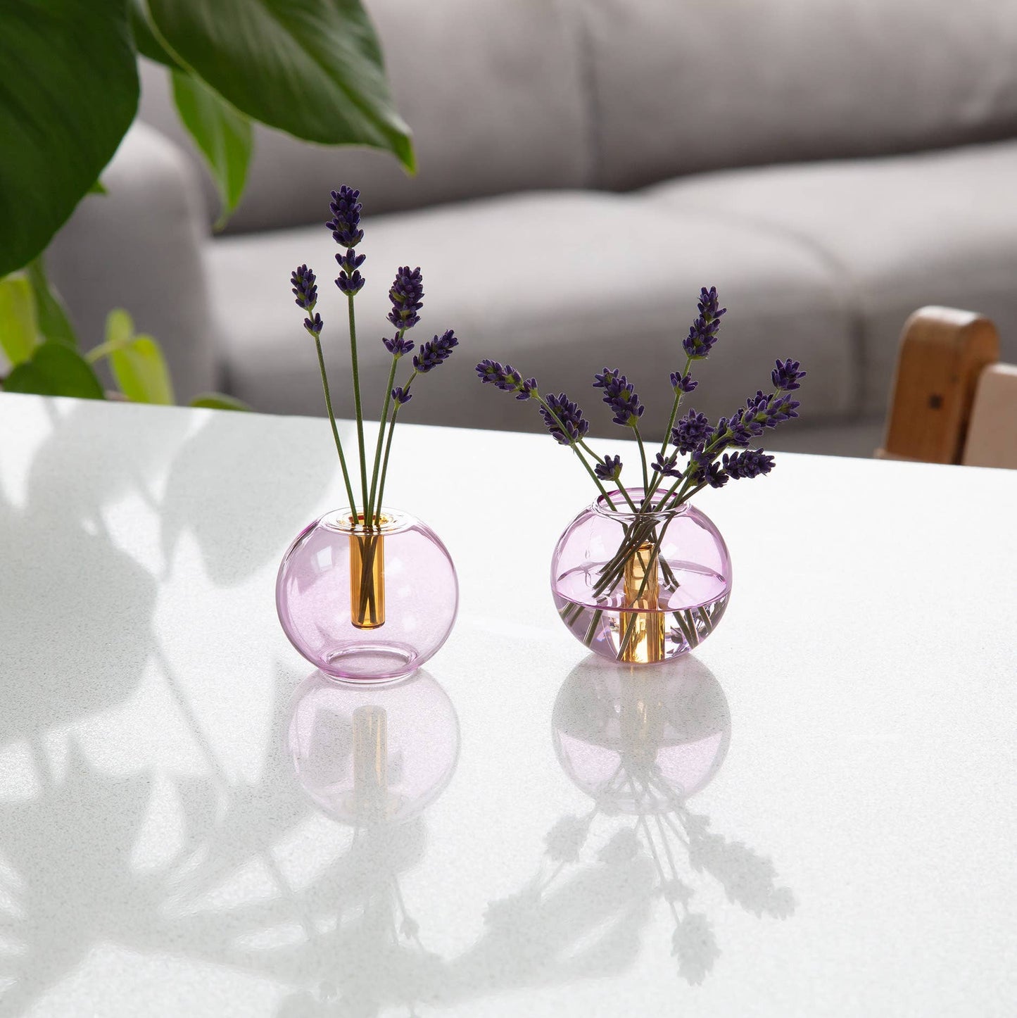 Block Design US - Mini Bubble Glass Vase: Blue and Yellow